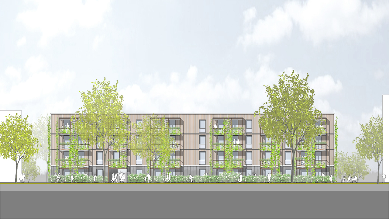 Visualisierung des Architekturbüros MBPK für das Bauprojekt Kleineschholz MU3