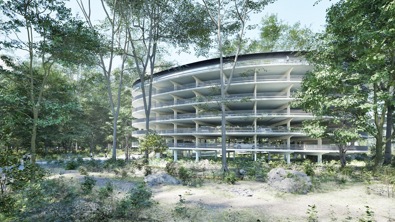 Visualisierung des Mobilitätshubs vom Architekturbüro studioinges