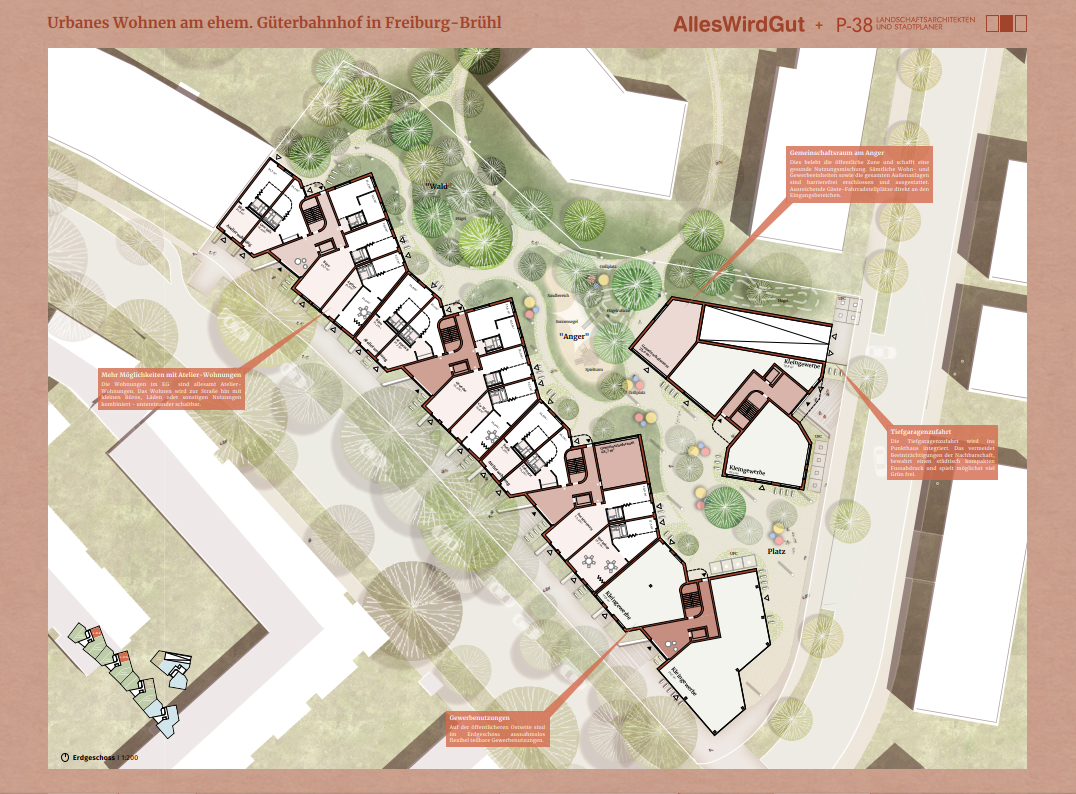 Ansicht des Lageplans aus den Plänen