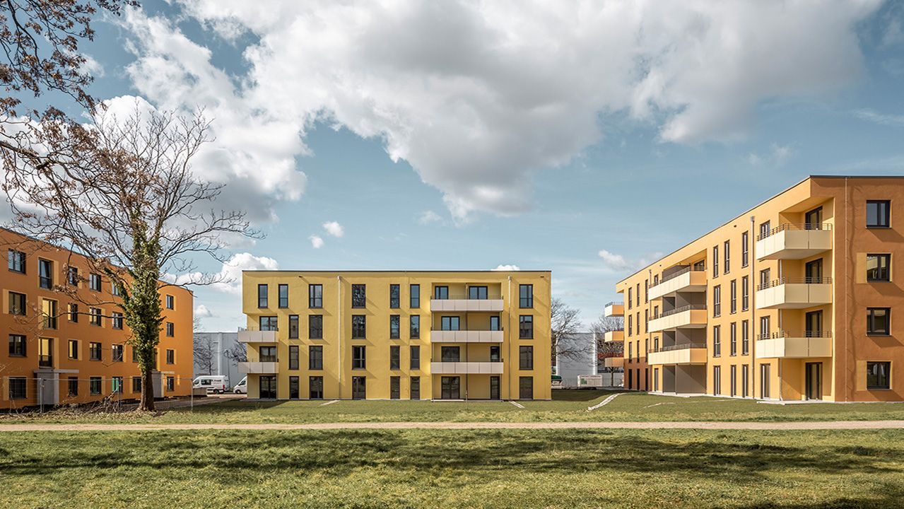 Das Bild zeigt Wohngebäude des 3. Bauabschnitt im Baugebiet Schildacker